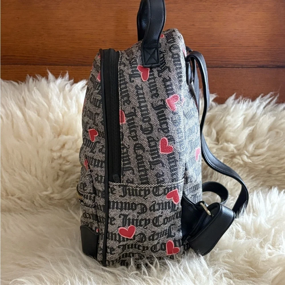 Juicy Couture Logo Black and Red Heart Mini Backpack